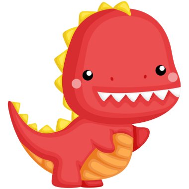 sevimli kırmızı dinozor dışarı alay dişli