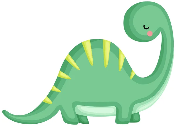 彼女の背中の後ろに隠れて緑ブラキオサウルス — ストックベクタ
