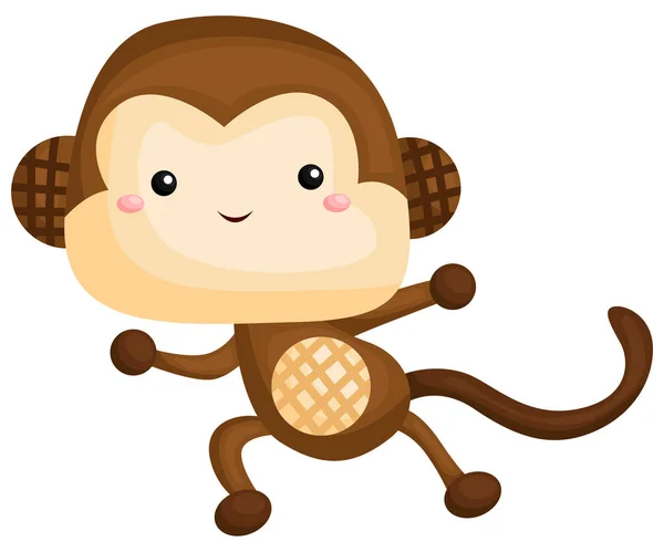 Singe Mignon Adorable Frapper Une Pose — Image vectorielle