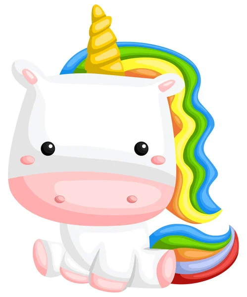 Vektor Dari Pelangi Yang Lucu Berwarna Unicorn - Stok Vektor