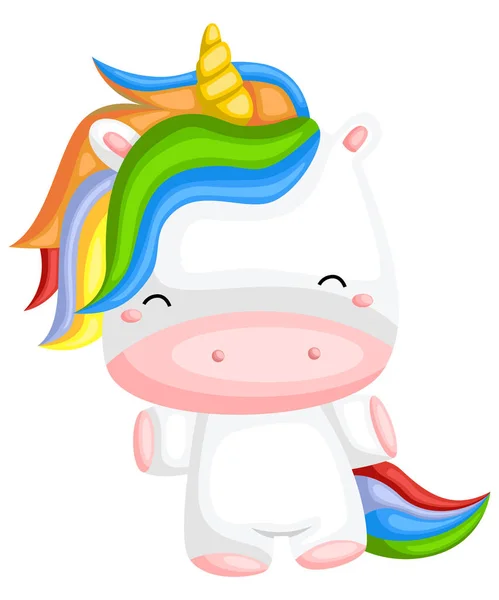 Vector Cute Rainbow Colored Unicorn — Stock Vector