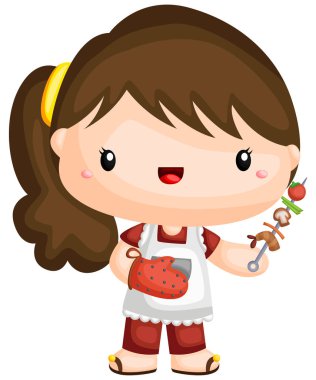 bir kızın bir Barbekü sopayla bir vektör