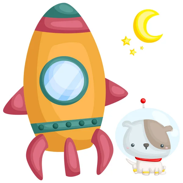 Vector Dog Rocket — Stock Vector