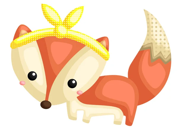 Vecteur Mignon Renard Avec Motif Bandana — Image vectorielle