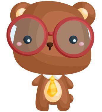 bir vektör kırmızı gözlük takan sevimli ayı