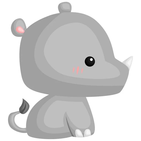 キュートで愛らしい Rhino のベクトル — ストックベクタ