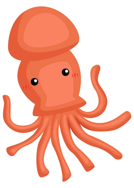 Vector Cute Adorable Squid — Stock Vector