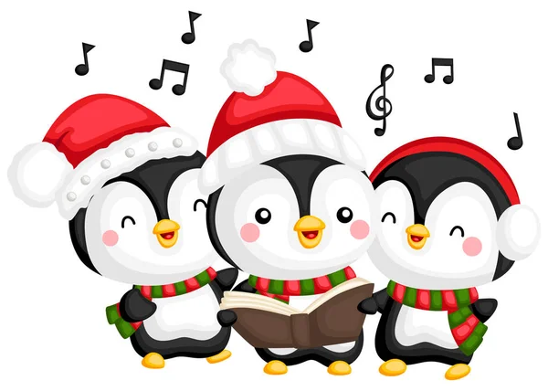 Vector Coro Pingüinos Cantando — Vector de stock