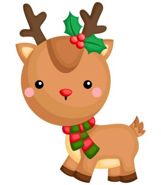 bir vektör kış giysileri içinde şirin ve sevimli geyik