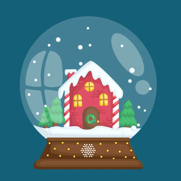 Vecteur Une Jolie Maison Dans Thème Noël Dans Une Boule — Image vectorielle