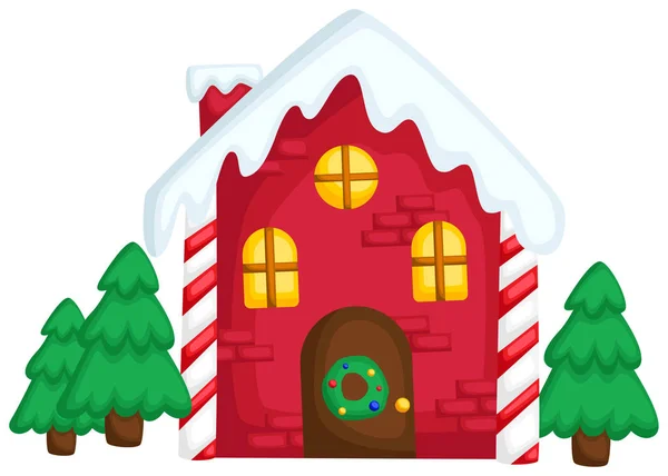 Vector Una Linda Casa Tema Navidad — Vector de stock