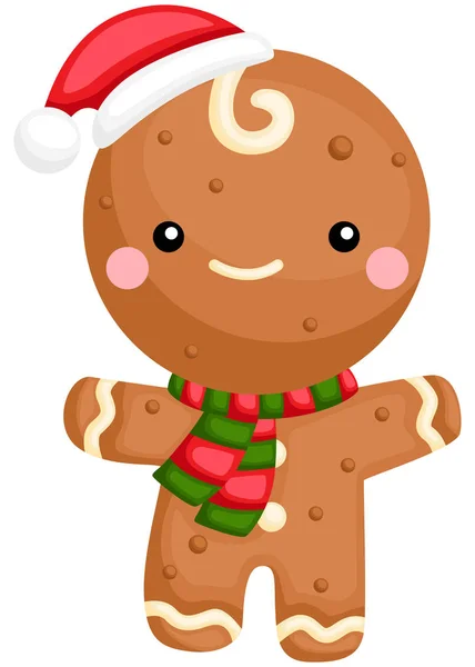 Vector Cute Adorable Gingerbread Man — Stock Vector