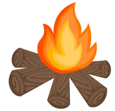 bir kamp ateşi ormanları ile yanan bir vektör