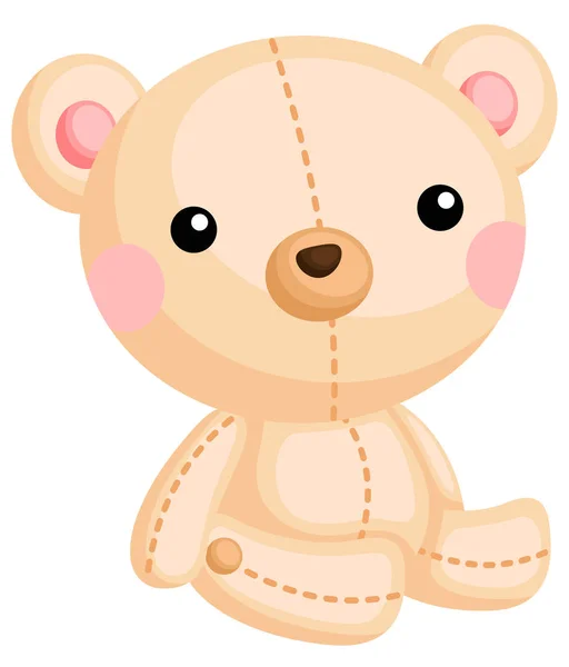 Cute Sitting Teddy Bear Toy — Stock Vector