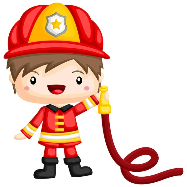 Vector Cute Adorable Fireman — Stock Vector