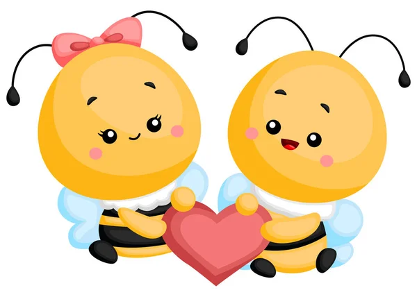 Kilka Pszczoły Serce — Wektor stockowy