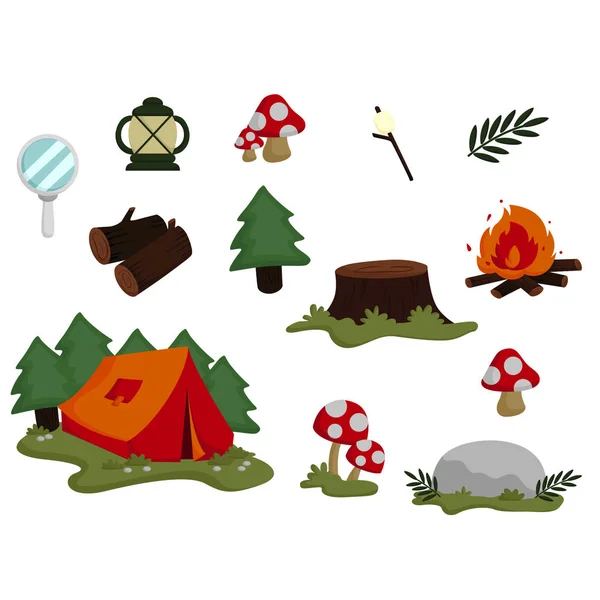 Items Used While Camping — Stock Vector