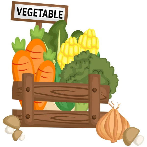 Vegetable Basket Full Fresh Vegetables — Stock Vector