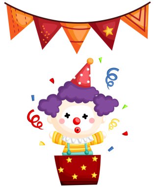 bir palyaço pop out bir hediye gelen bir vektör