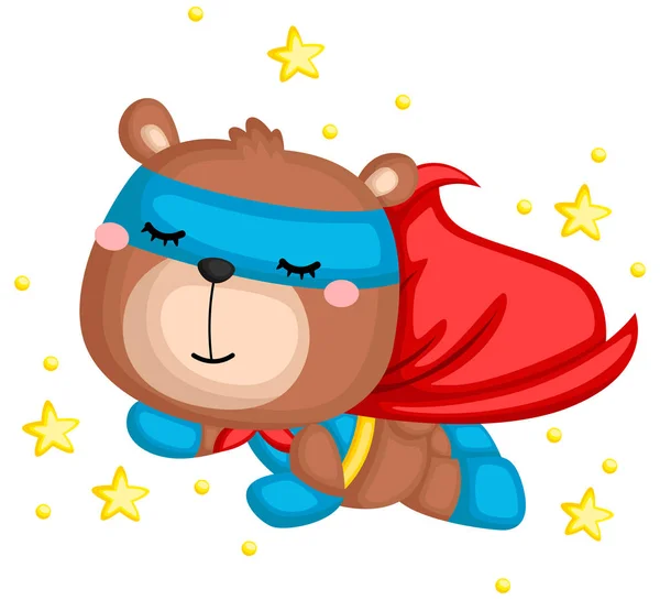 Seorang Vektor Beruang Dalam Kostum Superhero - Stok Vektor