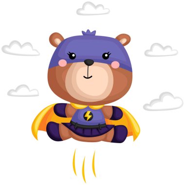 süper kahraman kostümlü bir ayının bir vektör