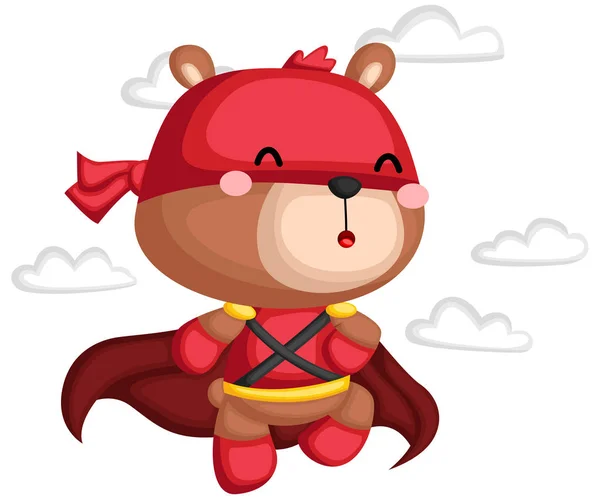Seorang Vektor Beruang Dalam Kostum Superhero - Stok Vektor