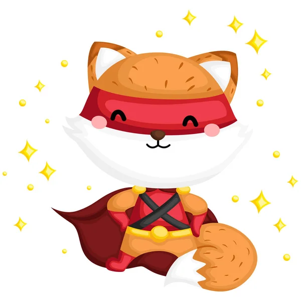 Vector Lindo Zorro Con Traje Superhéroe — Vector de stock