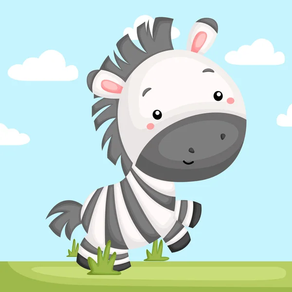 Een Vector Van Een Schattige Schattig Zebra — Stockvector