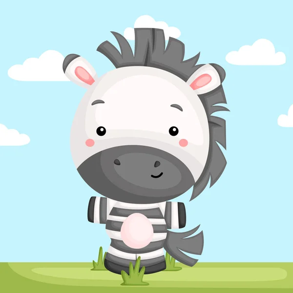 Wektor Cute Zebra Stoi Trawie — Wektor stockowy