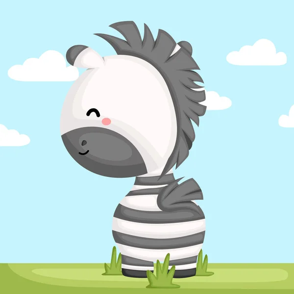 Vettore Una Zebra Adorabile Che Guarda Avanti — Vettoriale Stock