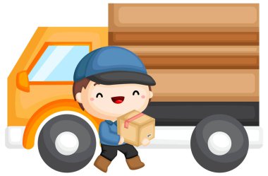 bir paket teslim bir teslimat adam bir vektör