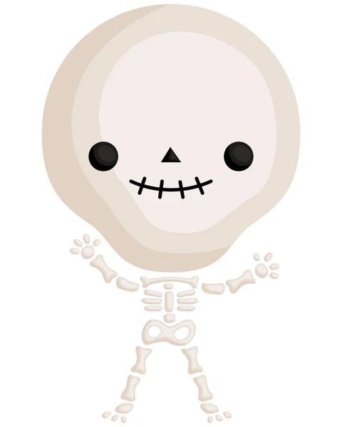 Vector Cute Simple Skull Ready Halloween — Stock Vector
