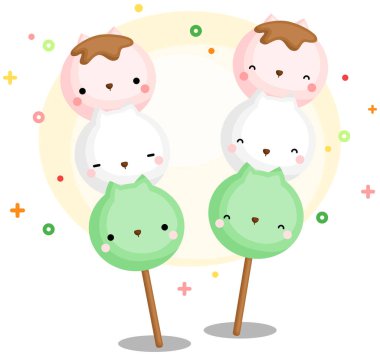Tatlı Kedi Yığını Tatlı ve Renkli Dango 'nun Vektörü 