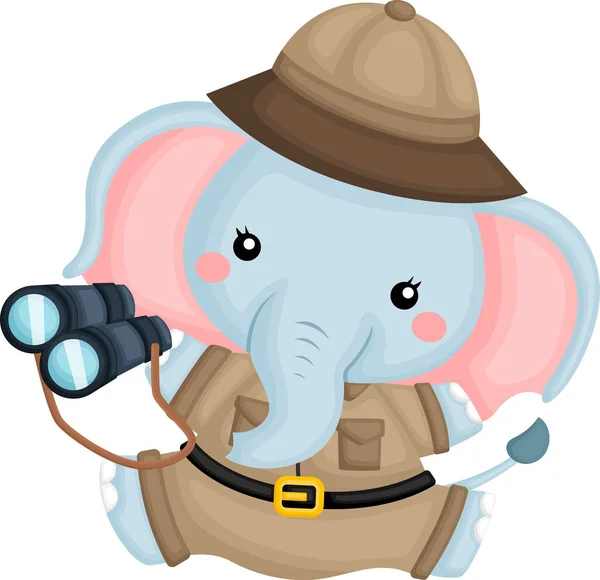 Lindo Elefante Con Disfraz Guardabosques — Archivo Imágenes Vectoriales