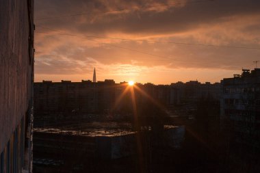 Saint Petersburg Lahta merkezinde güneş battı