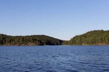 Ladoga Gölü ve Stone Embankment Sortavala 'da. Yüksek kalite fotoğraf