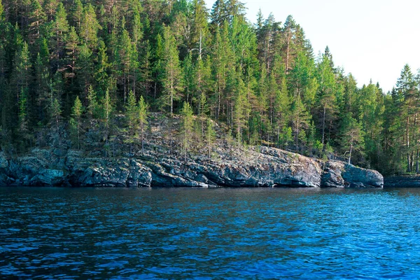 Lago Ladoga Con Stone Embankment Sortavala Foto Alta Qualità — Foto Stock