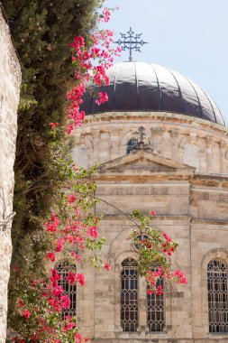 Kudüs, İsrail - 7 Temmuz 2018: Kidane Mehret Kilisesi manastır ve kilisesi Etiyopya Ortodoks Tewahedo Kilisesi 'ne aittir. Kudüs 'teki iki Etiyopya manastırından biridir, diğeri de Chu' nun bir parçası olan Deir es-Sultan 'dır.