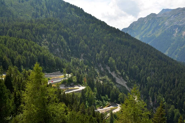 Passagem Maloja Alta Passagem Montanha Nos Alpes Suíços Cantão Graubnden — Fotografia de Stock