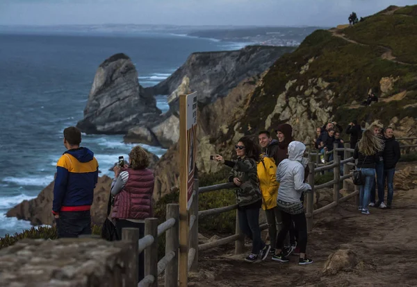 Sintra Portugal Noviembre 2017 Turistas Que Visitan Cabo Roca Cerca — Foto de Stock