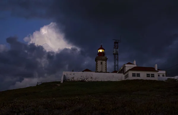 Dramatic Night Portuguese Landscape Coast Atlantic Ocean Westernmost Point Mainland — Stock Photo, Image