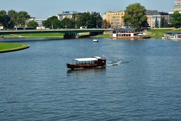 Krakow Polonia Septiembre 2016 Paisaje Urbano Transporte Por Río Vístula — Foto de Stock