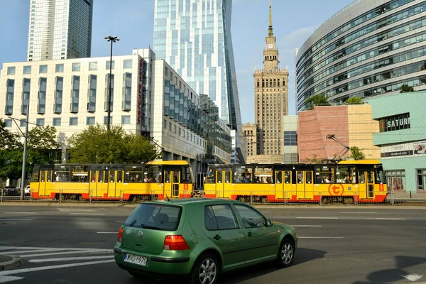 Warszawa Polen Juni 2018 Färgglada Stadsbilden Med Bygga Arkitektur Och — Stockfoto