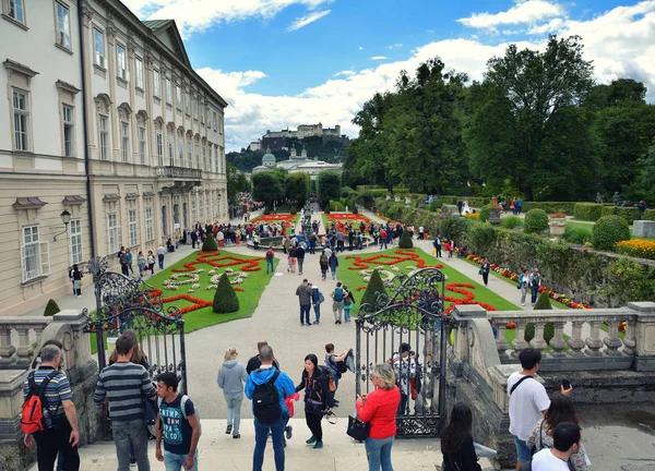 Salzburg Áustria Julho 2017 Vista Famoso Jardim Mirabell Salzburgo Áustria — Fotografia de Stock