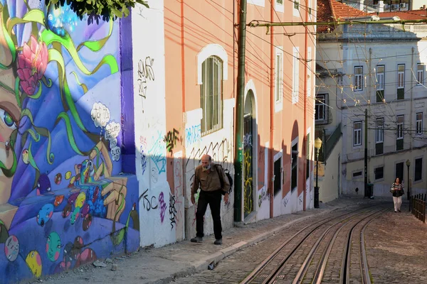 Лисбон Портгалия Октябрь 2017 Года Gloria Street Old Attraction Lisbon — стоковое фото