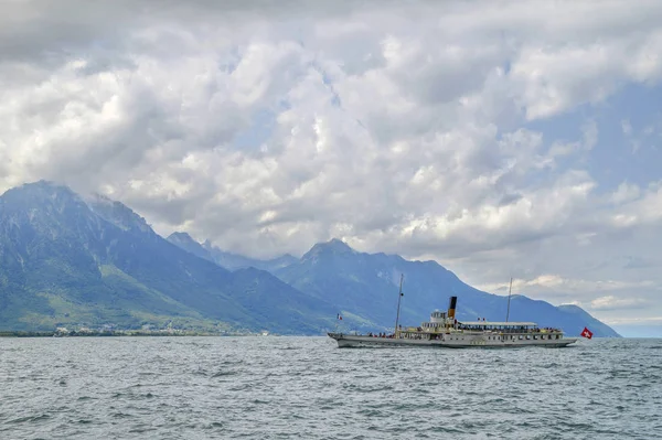 Montreux Suíça Julho 2015 Vista Panorâmica Sobre Lago Genebra Montreux — Fotografia de Stock