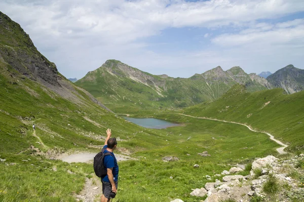 Vista Dramática Nos Alpes Suíços Lac Vert Valais Região Turística — Fotografia de Stock