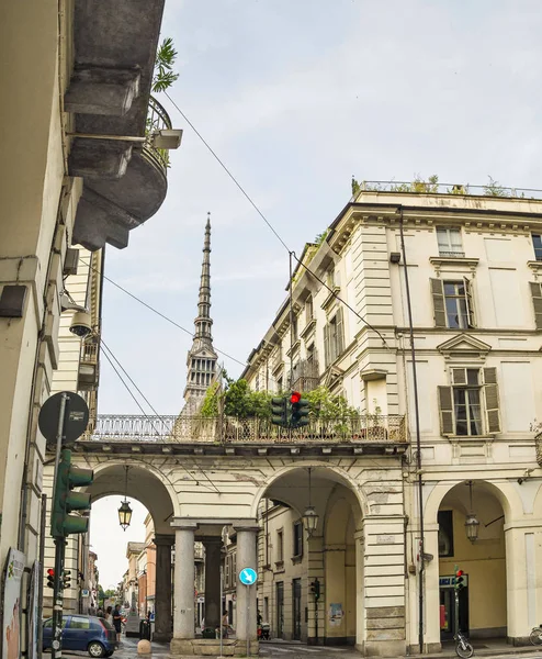 Turin Itália Junho 2015 Turim Vista Rua Com Mole Antonelliana — Fotografia de Stock