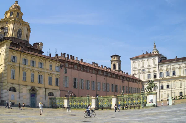 Turin Italy June 2015 Piazza Castello Palazzo Reale Church San — Stock Photo, Image