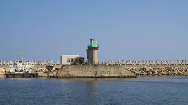 Leuchtturm Und Buhnen Port Konstanta Rumänien — Stockfoto